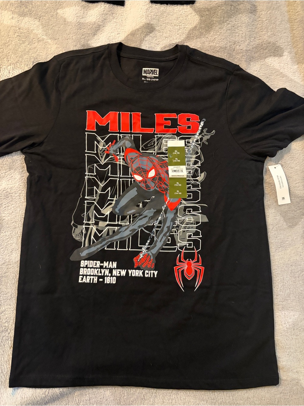 Marvel Miles Morales Black and Red Graphic Tee